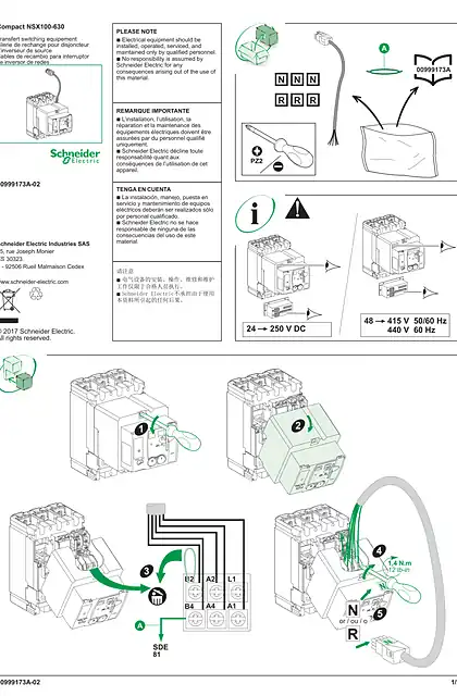 schneider施耐德Spare wiring for transfer switching equipement - 说明页